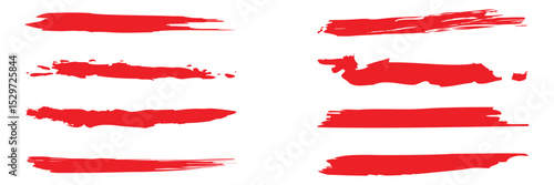 Collection of hand drawn red grunge brushes. Vector Grunge Brushes. Dirty Artistic Design Elements. Creative Design Elements. White background. Distress Frame, Logo, Banner, Wallpaper.   EPS 10 .
