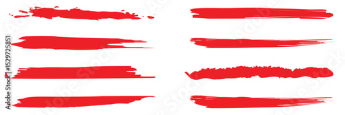 Collection of hand drawn red grunge brushes. Vector Grunge Brushes. Dirty Artistic Design Elements. Creative Design Elements. White background. Distress Frame, Logo, Banner, Wallpaper.   EPS 10 .