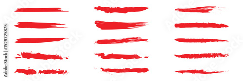 Collection of hand drawn red grunge brushes. Vector Grunge Brushes. Dirty Artistic Design Elements. Creative Design Elements. White background. Distress Frame, Logo, Banner, Wallpaper.   EPS 10 .