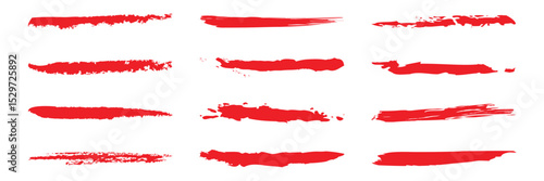 Collection of hand drawn red grunge brushes. Vector Grunge Brushes. Dirty Artistic Design Elements. Creative Design Elements. White background. Distress Frame, Logo, Banner, Wallpaper.   EPS 10 .