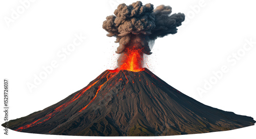 Canvas Print Isolated Erupting volcano