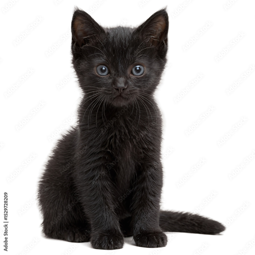 Fototapeta premium black kitten isolated on transparent background