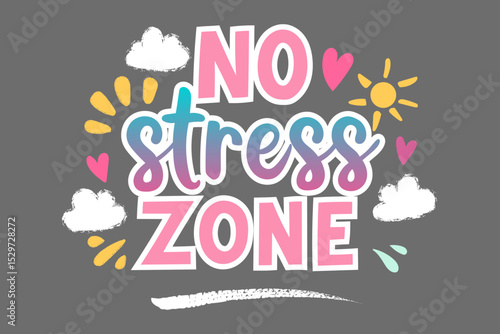 Color stress free zone isolated on gray background. Inscription print humorous design. Print for t-shirt, signboard, badge. Vector EPS10