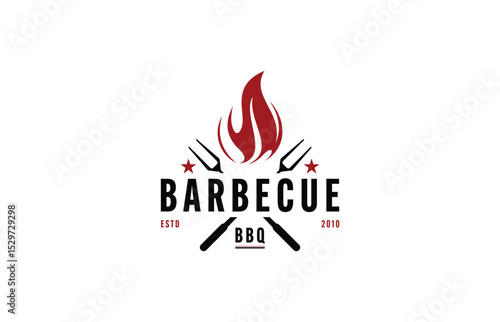 Barbeque grill illustration vector logo design inspiration 