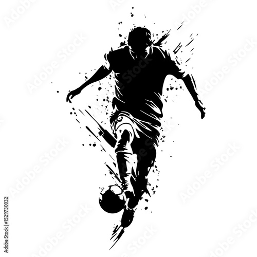 soccer player kicking ball in dynamic vector silhouette