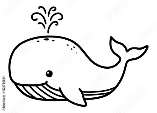 cute whale with water splash in minimalist cartoon vector