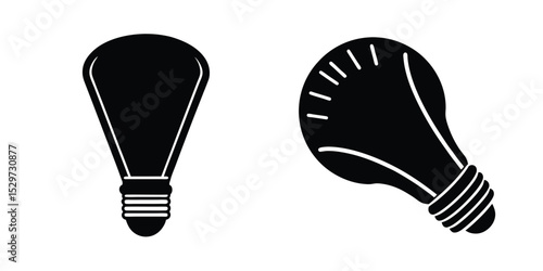 Floodlight Bulb Frontal Silhouette Simple Flat Vector Isolated on White Background