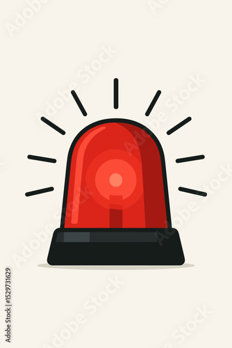Red flashing light siren icon. Emergency alert and danger warning signal. Police or ambulance beacon. Security alarm vector illustration. Urgent attention concept design isolated.