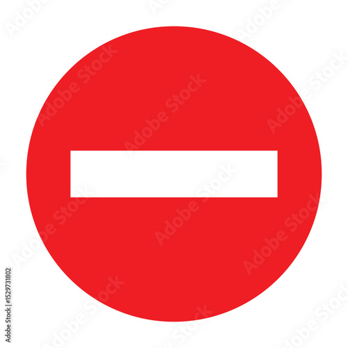 Red circular no entry sign with white horizontal bar on white background.
