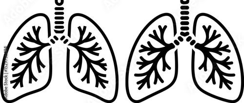 Lungs Icon   Black and White Vector Illustration design