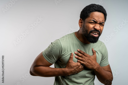 people chest pain from heart attack. healthcare concept