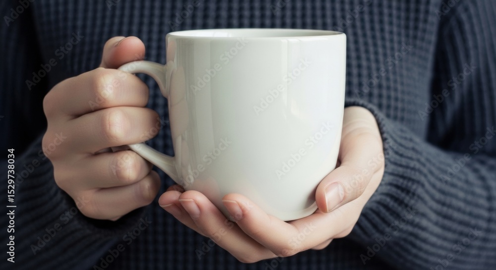 Warm Hands Holding a Blank White Mug Warm Hands Holding a Blank White Mug