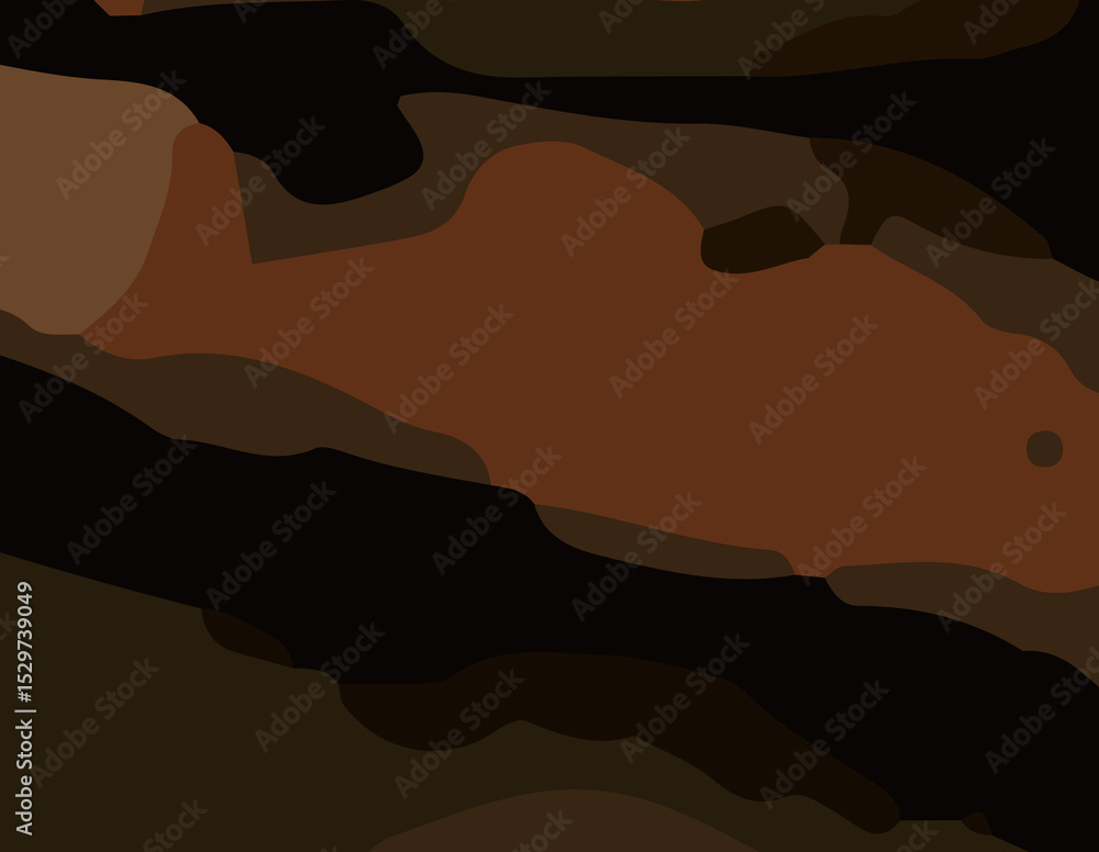 Obraz premium Brown Camouflage Abstract Background. Earth Tone Camo Texture Design. Dark Brown Military Camo Pattern. Abstract Forest Terrain Wallpaper. Woodland Camouflage Art Background. Organic Brown CamoSurface