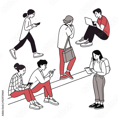 Modern Life People Connecting Through Technology and Digital Devices
