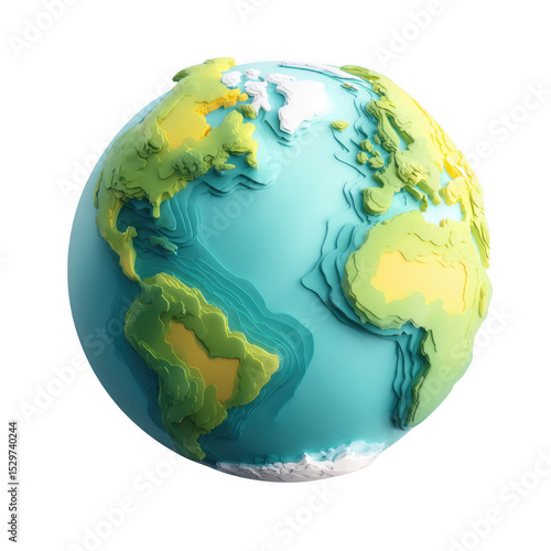 Fototapeta Naklejka Na Ścianę i Meble -  Stylized 3d render of earth showing continents and oceans
