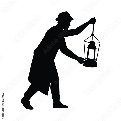  silhouette of person lighting lantern outside 
