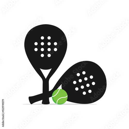 Flat design padel racket and ball icon, ideal for UI, apps, infographics, and modern visuals.
