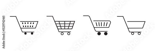 Shopping cart icons set. Internet shop buy symbol. Vector illustration.