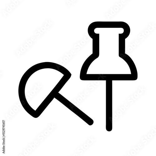 Push pins icon set. Office stationery includes two push pins. Simple push pins design for website or app icon.  Perfect push pins graphic for your project.