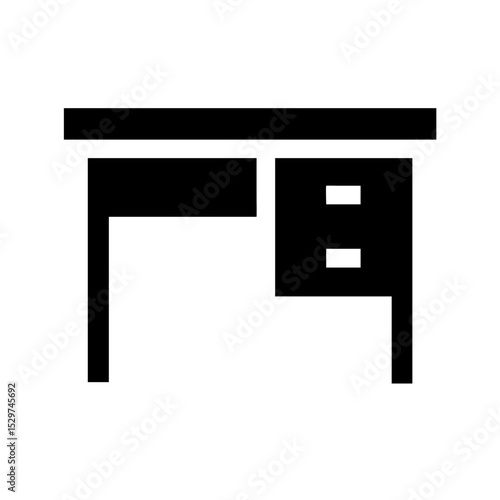 Simple desk icon with drawer and tabletop. Office desk illustration perfect for website design.  Clean desk image suitable for app interface. This simple desk graphic is ideal for iconography.