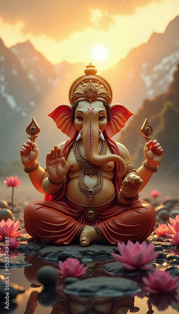 Fototapeta premium Lord Ganesha at Sunset
