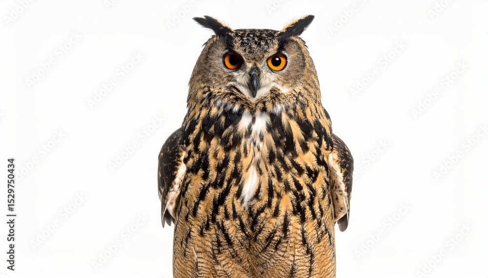Fototapeta premium Owl sitting on white background, no shadow