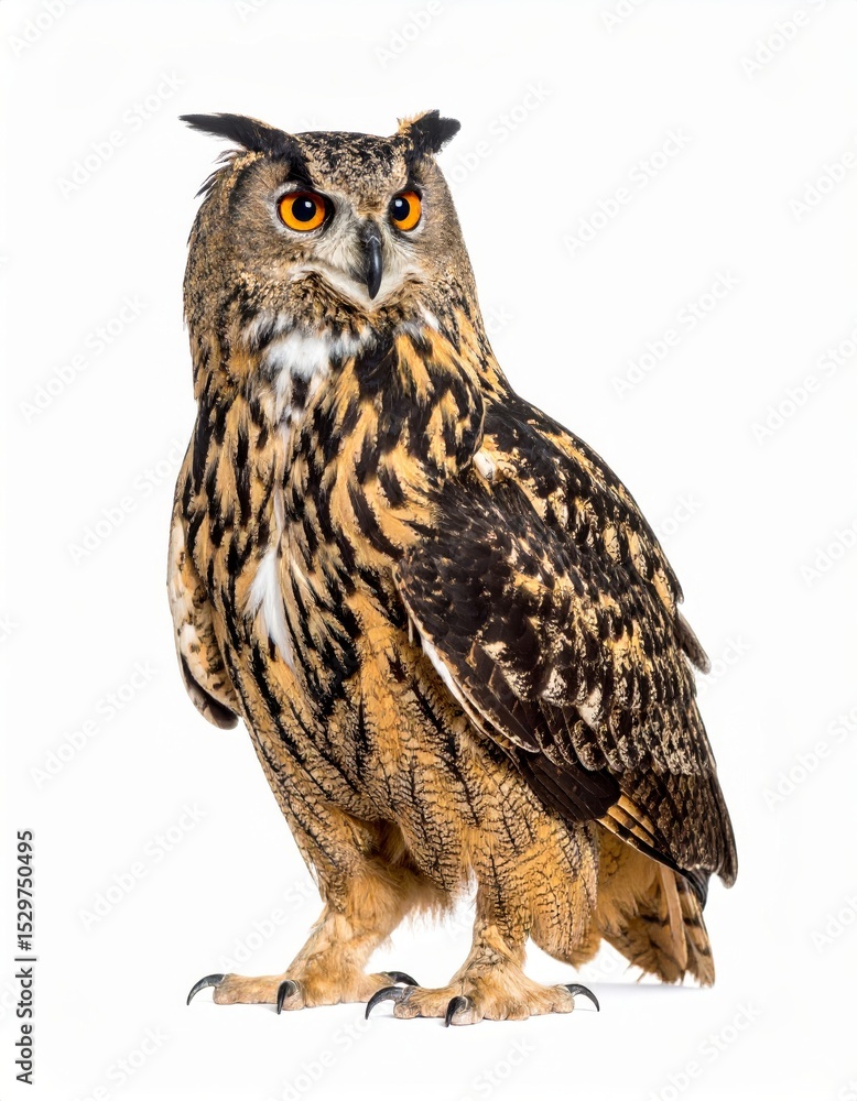 Naklejka premium Owl sitting on white background, no shadow
