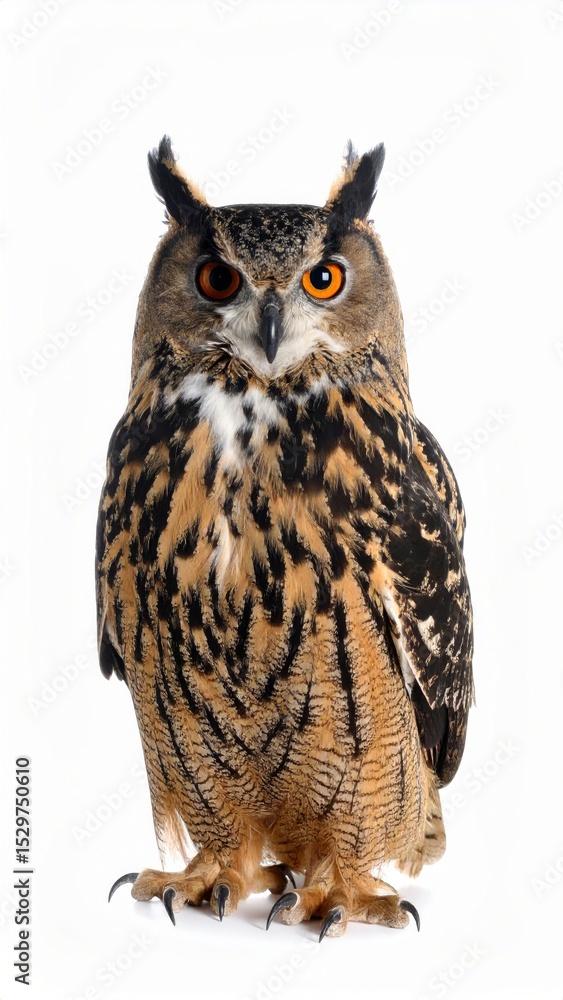 Obraz premium Owl sitting on white background, no shadow