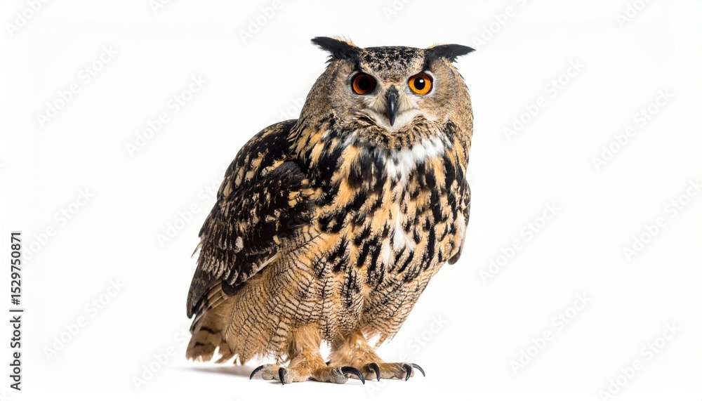 Obraz premium Owl sitting on white background, no shadow