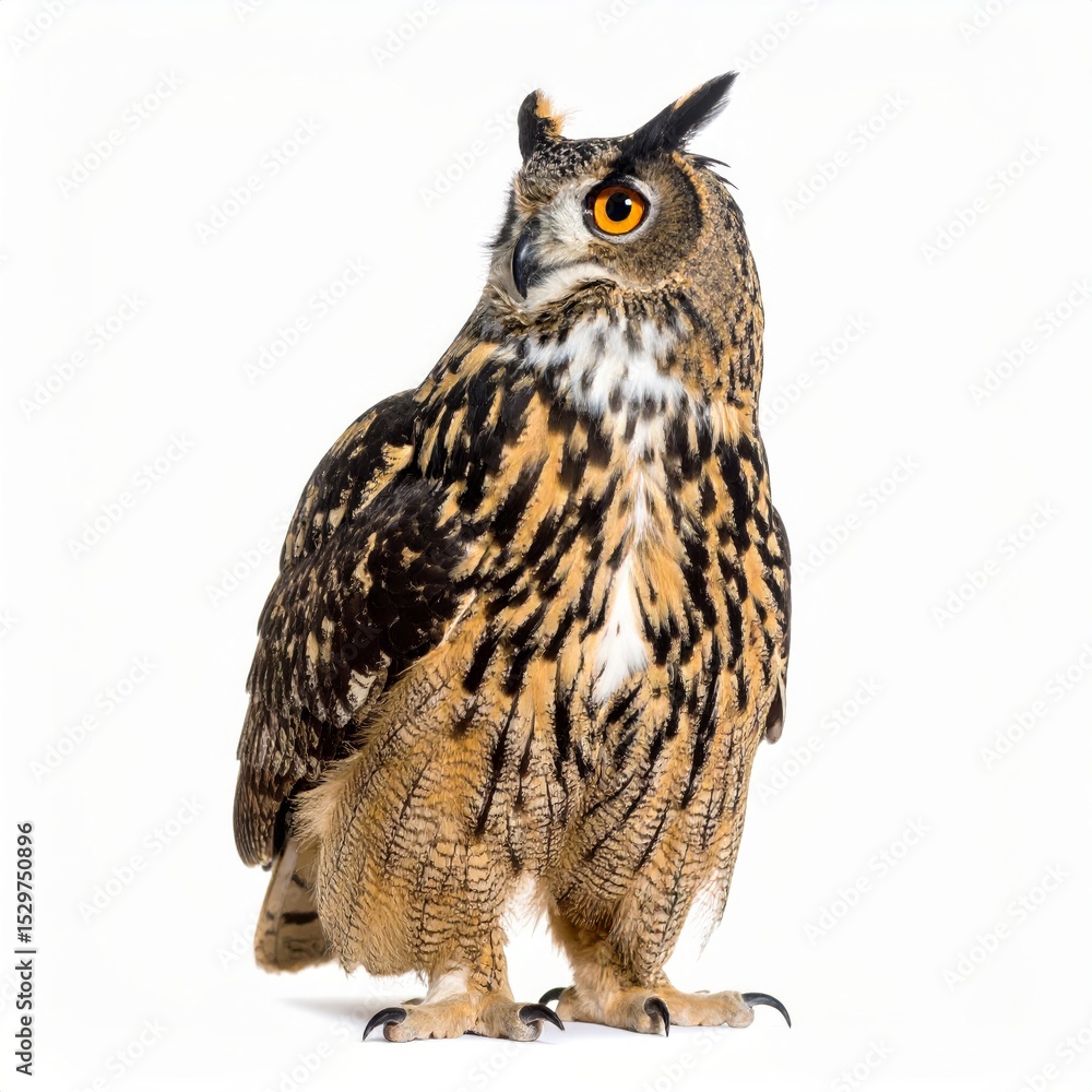 Obraz premium Owl sitting on white background, no shadow