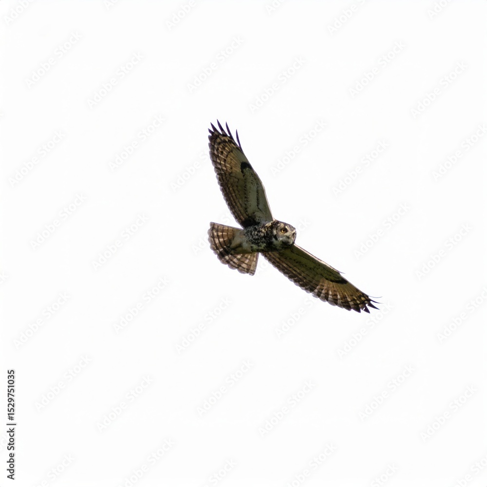 Naklejka premium Owl flying over white background, no shadow