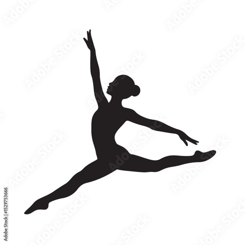 Graceful Ballerina Performing Elegant Leap in Dance Silhouette Art