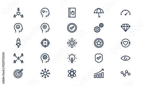 Core value icon representing company principles, mission, and ethical foundation in outline style