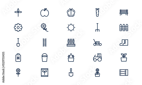 Gardening icon representing plant care, nature cultivation, and outdoor hobby in outline style