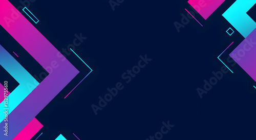 Abstract geometric background with vibrant gradient shapes on dark blue backdrop