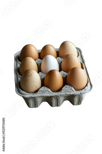 Top View of Assorted Brown and White Eggs in a Recyclable Egg Carton