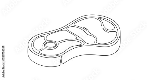 Outline of a beef steak on a white background  