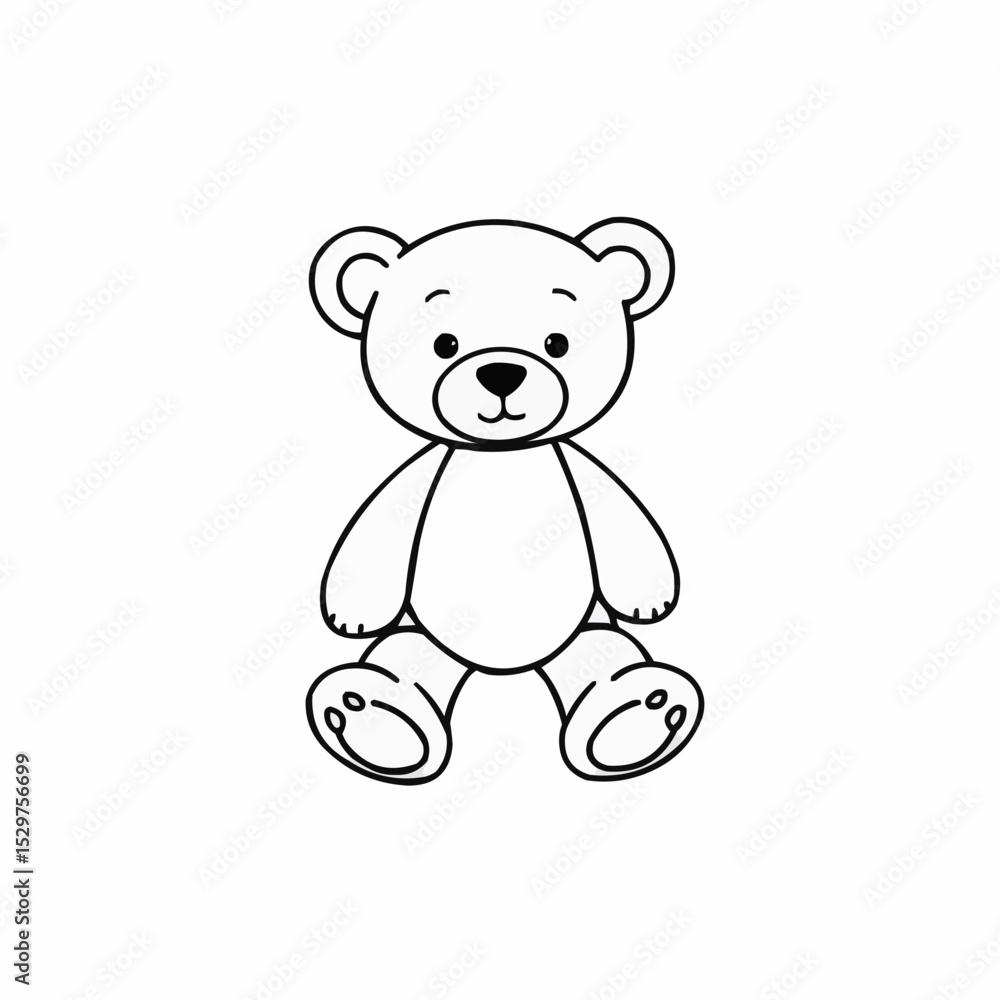 Black and white illustration of a cute teddy bear. Black and white illustration of a cute teddy bear.