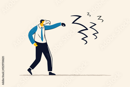 Procrastination and laziness, productivity and professional to fight with resistance and sleepy concept, alert businessman have some coffee wearing boxing gloves to fight with lazy sleepy symbol.