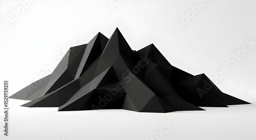 Abstract black polygonal mountain range against a clean white background