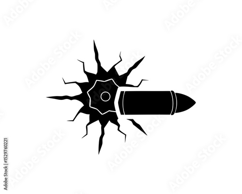 creative details Outline silhouette Cracked Wall Bullet Broken Hole icon vector