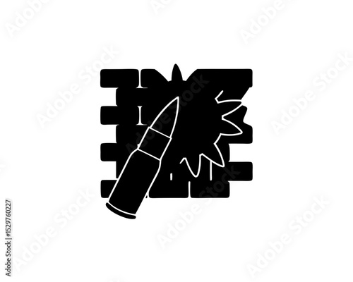 creative details Outline silhouette Cracked Wall Bullet Broken Hole icon vector