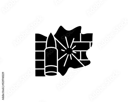 creative details Outline silhouette Cracked Wall Bullet Broken Hole icon vector