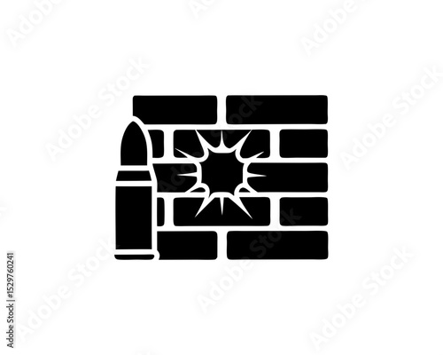 creative details Outline silhouette Cracked Wall Bullet Broken Hole icon vector