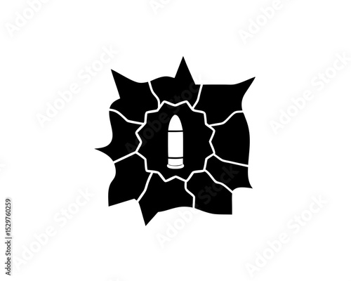 creative details Outline silhouette Cracked Wall Bullet Broken Hole icon vector