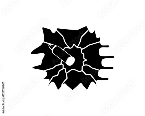 creative details Outline silhouette Cracked Wall Bullet Broken Hole icon vector