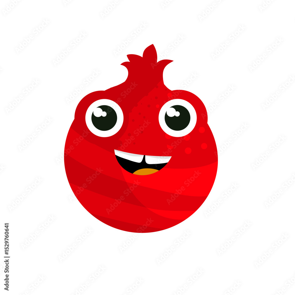 Obraz premium Cute pomegranate in kawaii style - vector illustration