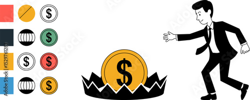 Avoiding money traps financial risk management business strategy concept for investment decisions success editable stock vector illustration
