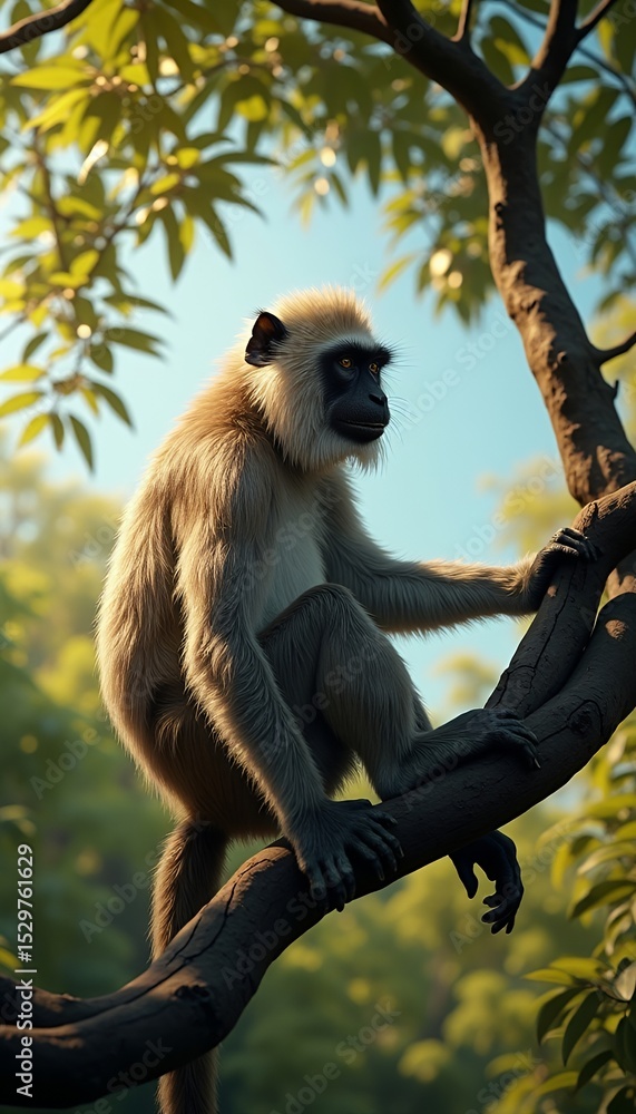Obraz premium Gray Langur Monkey in a Tree