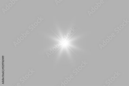 Bright White Starburst Light Effect Vector with Transparent Background